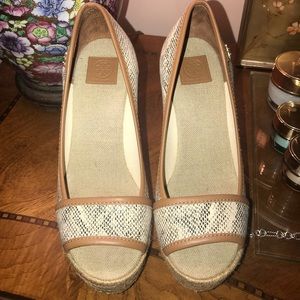 Tory Burch snake skin print espadrilles wedges
